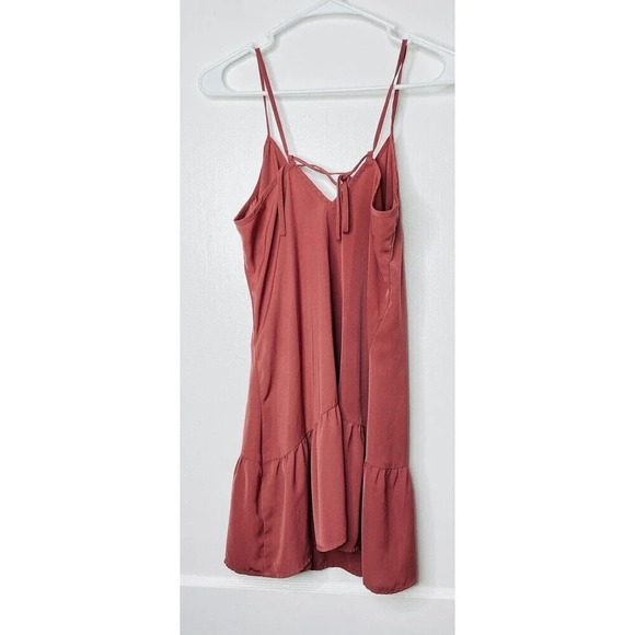 Abercrombie Fitch Womens Medium Tall Shift Tank Top Mauve Pink Tie Back Pleated - Picture 4 of 11